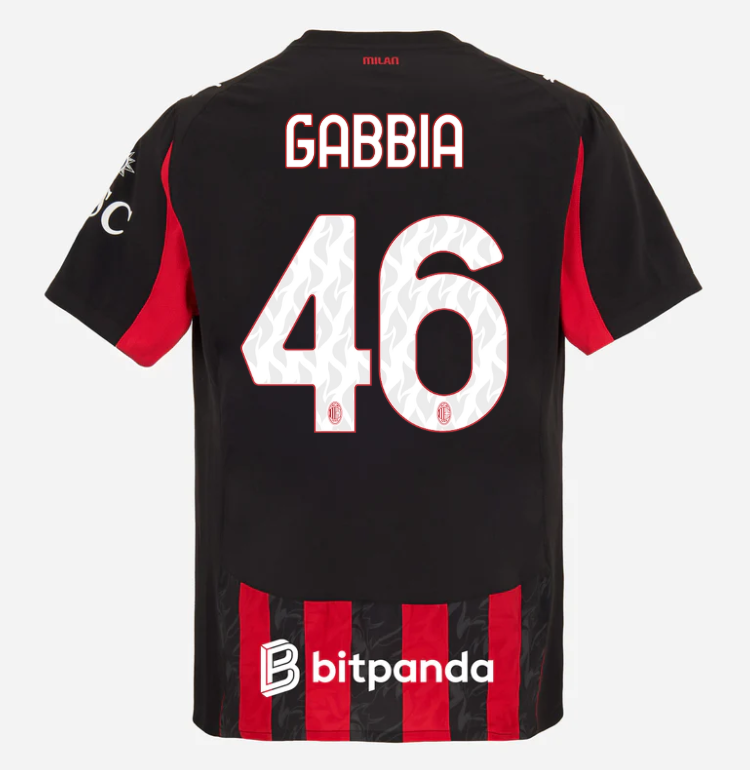 milan home authentic 202526 jersey – 46 matteo gabbia Collection – Official AC Milan Kits Collection - Official AC Milan Kits