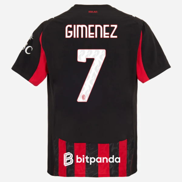 milan home authentic 202526 jersey – 7 santiago gimenez Collection – Official AC Milan Kits Collection - Official AC Milan Kits