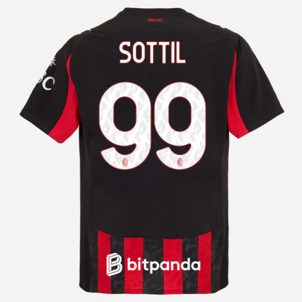milan home authentic 202526 jersey – 99 riccardo sottil Collection – Official AC Milan Kits Collection - Official AC Milan Kits