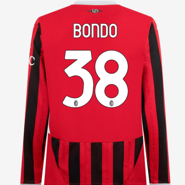 milan long sleeve home 202425 jersey – 38 warren bondo Collection – Official AC Milan Kits Collection - Official AC Milan Kits