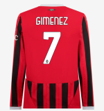 milan long sleeve home 202425 jersey – 7 santiago gimenez Collection – Official AC Milan Kits Collection - Official AC Milan Kits