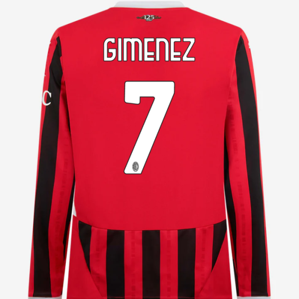 milan long sleeve home 202425 jersey – 7 santiago gimenez Collection – Official AC Milan Kits Collection - Official AC Milan Kits