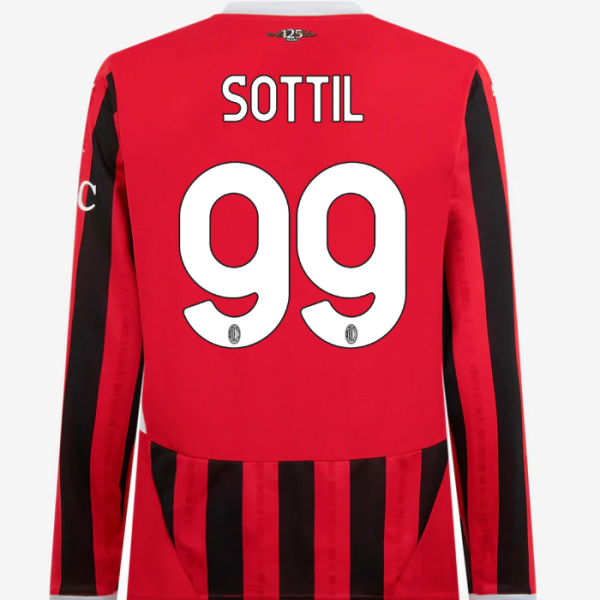 milan long sleeve home 202425 jersey – 99 riccardo sottil Collection – Official AC Milan Kits Collection - Official AC Milan Kits