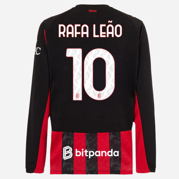 milan long sleeve home 202526 jersey – 10 rafael leão Collection – Official AC Milan Kits Collection - Official AC Milan Kits