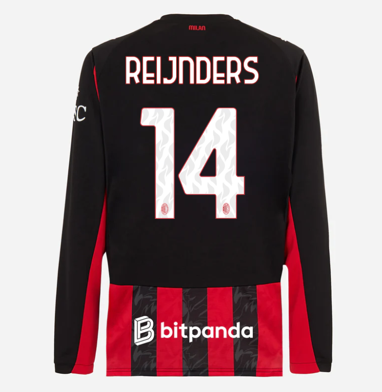 milan long sleeve home 202526 jersey – 14 tijjani reijnders Collection – Official AC Milan Kits Collection - Official AC Milan Kits