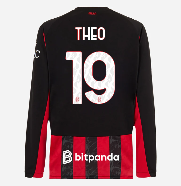 milan long sleeve home 202526 jersey – 19 theo hernández Collection – Official AC Milan Kits Collection - Official AC Milan Kits