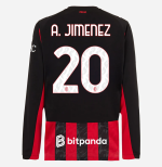 milan long sleeve home 202526 jersey – 20 alejandro jimenez Collection – Official AC Milan Kits Collection - Official AC Milan Kits