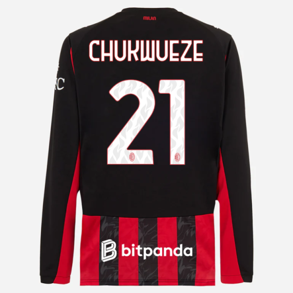 milan long sleeve home 202526 jersey – 21 samuel chukwueze Collection – Official AC Milan Kits Collection - Official AC Milan Kits