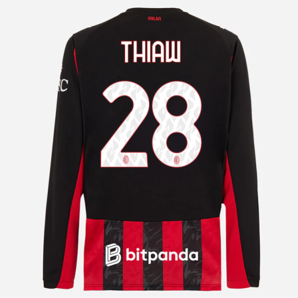 milan long sleeve home 202526 jersey – 28 malick thiaw Collection – Official AC Milan Kits Collection - Official AC Milan Kits