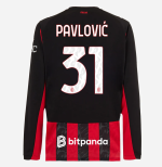 milan long sleeve home 202526 jersey – 31 strahinja pavlović Collection – Official AC Milan Kits Collection - Official AC Milan Kits