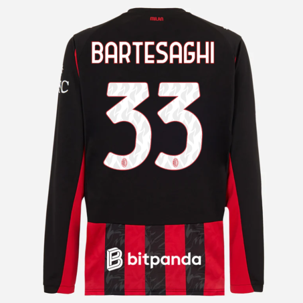 milan long sleeve home 202526 jersey – 33 davide bartesaghi Collection – Official AC Milan Kits Collection - Official AC Milan Kits