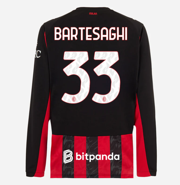 milan long sleeve home 202526 jersey – 33 davide bartesaghi Collection – Official AC Milan Kits Collection - Official AC Milan Kits