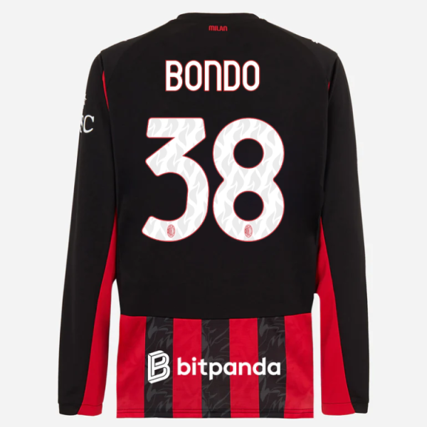 milan long sleeve home 202526 jersey – 38 warren bondo Collection – Official AC Milan Kits Collection - Official AC Milan Kits