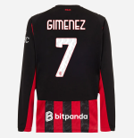 milan long sleeve home 202526 jersey – 7 santiago gimenez Collection – Official AC Milan Kits Collection - Official AC Milan Kits