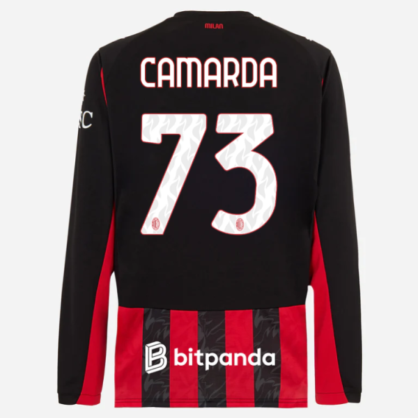 milan long sleeve home 202526 jersey – 73 francesco camarda Collection – Official AC Milan Kits Collection - Official AC Milan Kits