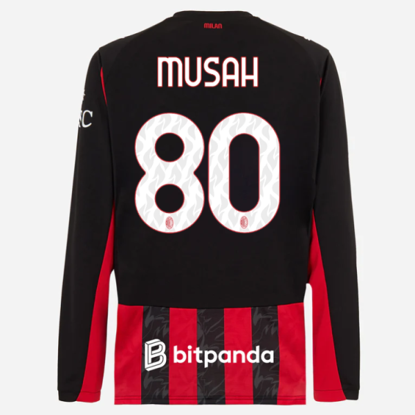milan long sleeve home 202526 jersey – 80 yunus musah Collection – Official AC Milan Kits Collection - Official AC Milan Kits