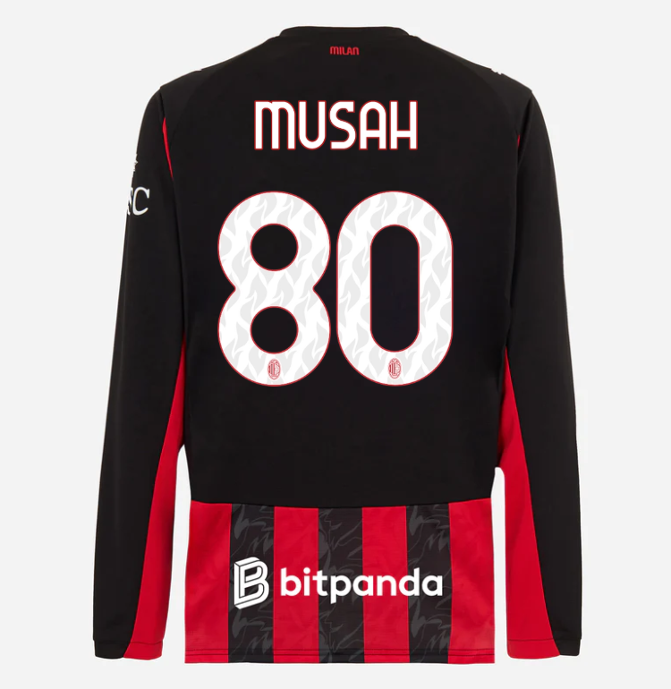 milan long sleeve home 202526 jersey – 80 yunus musah Collection – Official AC Milan Kits Collection - Official AC Milan Kits