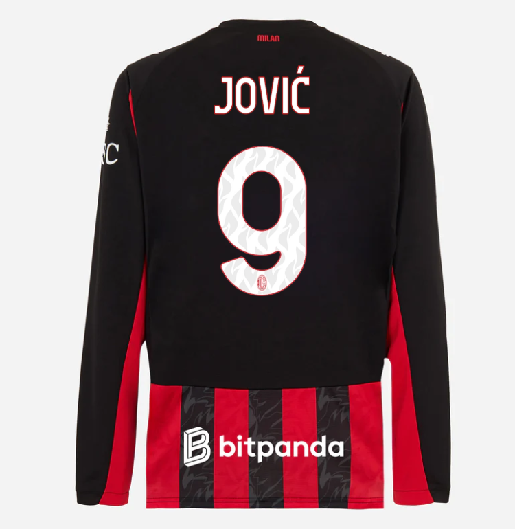 milan long sleeve home 202526 jersey – 9 luka jović Collection – Official AC Milan Kits Collection - Official AC Milan Kits