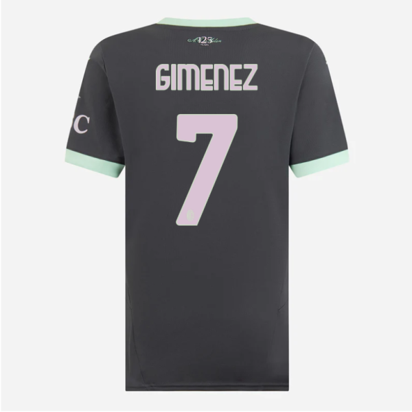 milan third 202425 woman jersey – 7 santiago gimenez Collection – Official AC Milan Kits Collection - Official AC Milan Kits
