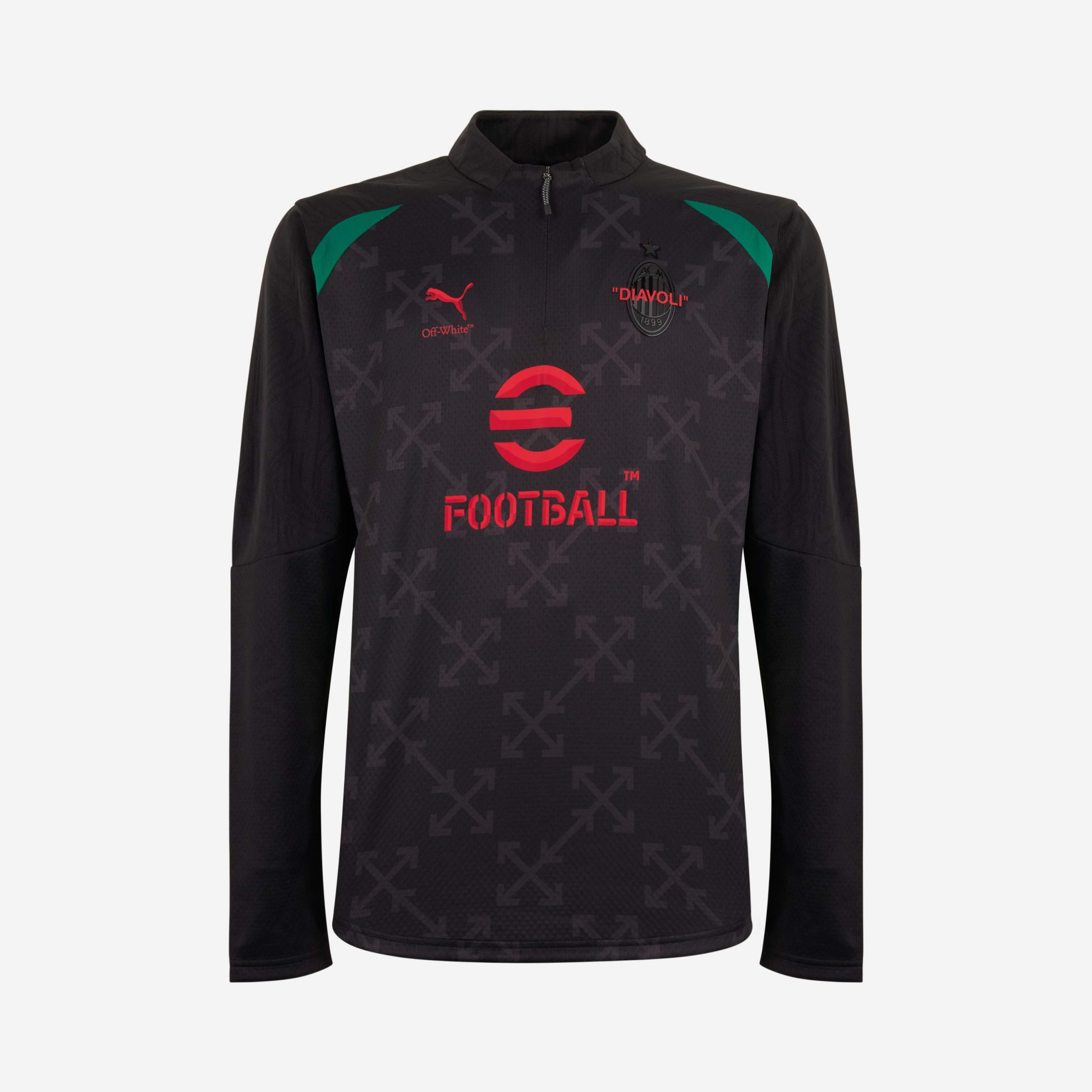 pre-match 14 zip top puma x ac milan x off-white 202425 with custom printing Collection – Official AC Milan Kits Collection - Official AC Milan Kits