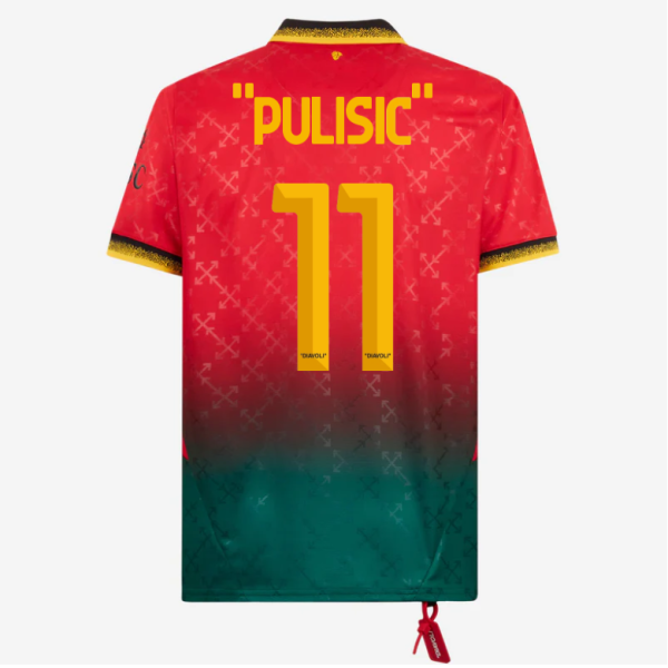 red jersey puma x ac milan x off-white 202425 – 11 christian pulisic Collection – Official AC Milan Kits Collection - Official AC Milan Kits