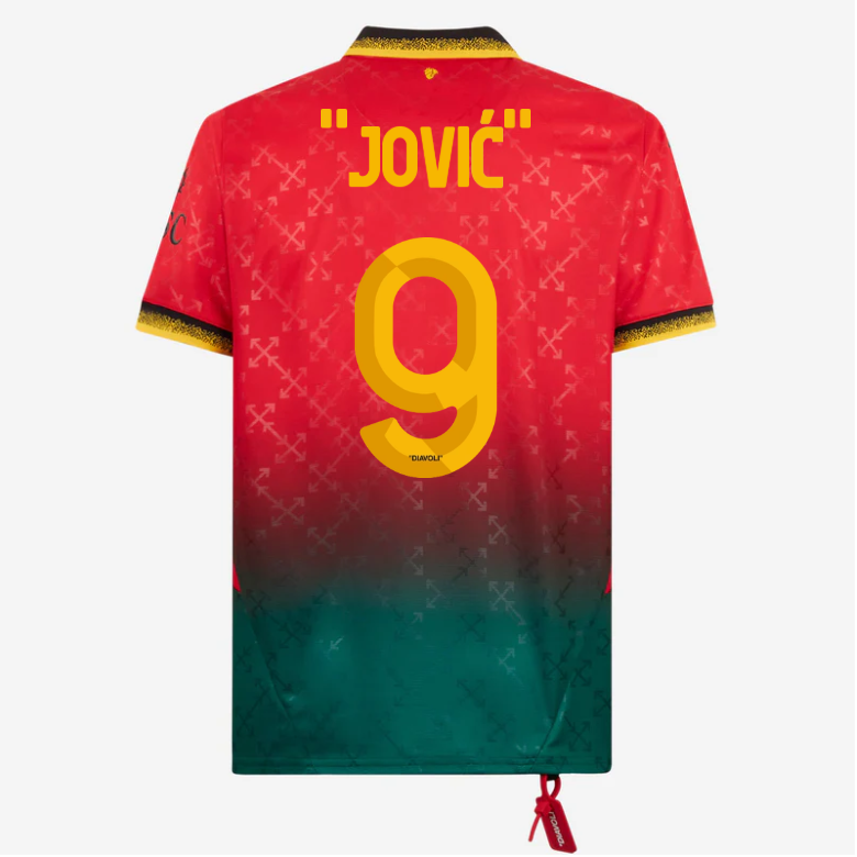 red jersey puma x ac milan x off-white 202425 – 9 luka jović Collection – Official AC Milan Kits Collection - Official AC Milan Kits