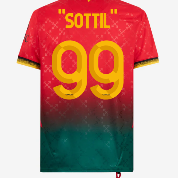 red jersey puma x ac milan x off-white 202425 – 99 riccardo sottil Collection – Official AC Milan Kits Collection - Official AC Milan Kits
