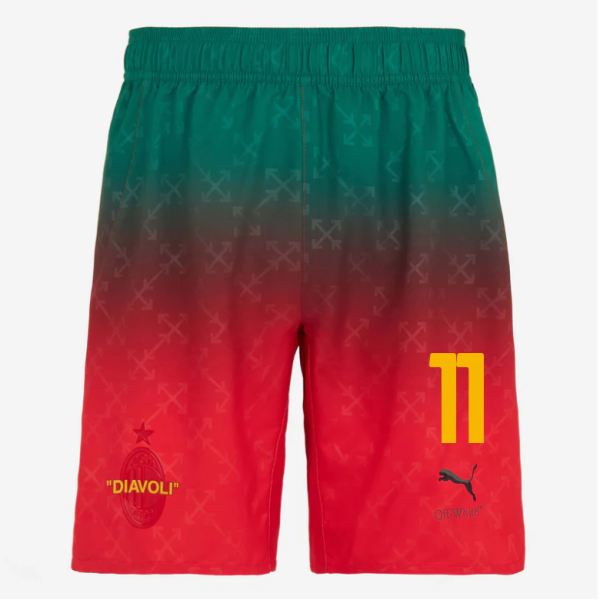 red shorts puma x ac milan x off-white 202425 – 11 christian pulisic Collection – Official AC Milan Kits Collection - Official AC Milan Kits