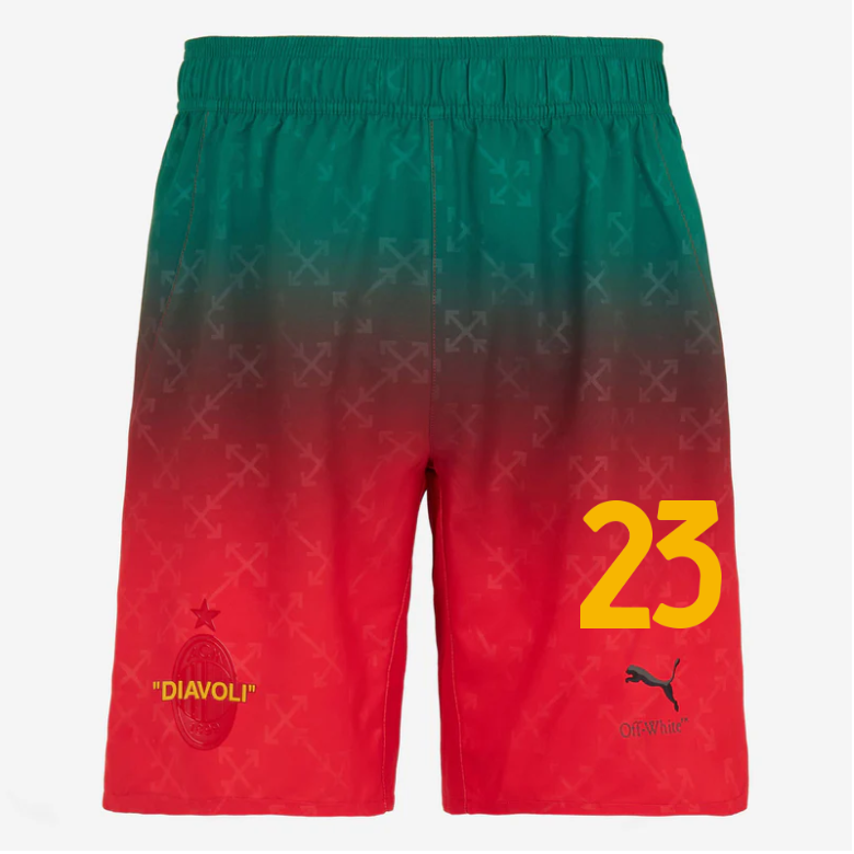 red shorts puma x ac milan x off-white 202425 – 23 fikayo tomori Collection – Official AC Milan Kits Collection - Official AC Milan Kits