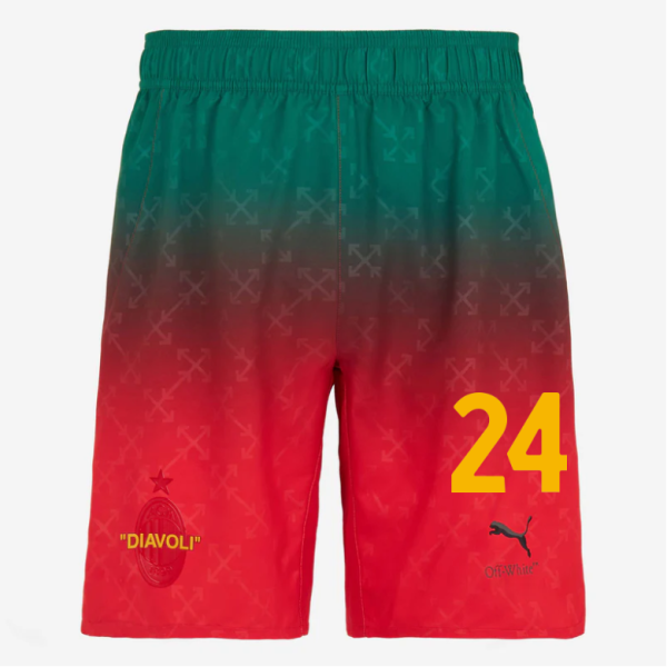 red shorts puma x ac milan x off-white 202425 – 24 alessandro florenzi Collection – Official AC Milan Kits Collection - Official AC Milan Kits