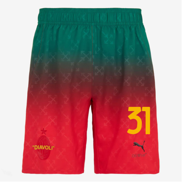 red shorts puma x ac milan x off-white 202425 – 31 strahinja pavlović Collection – Official AC Milan Kits Collection - Official AC Milan Kits