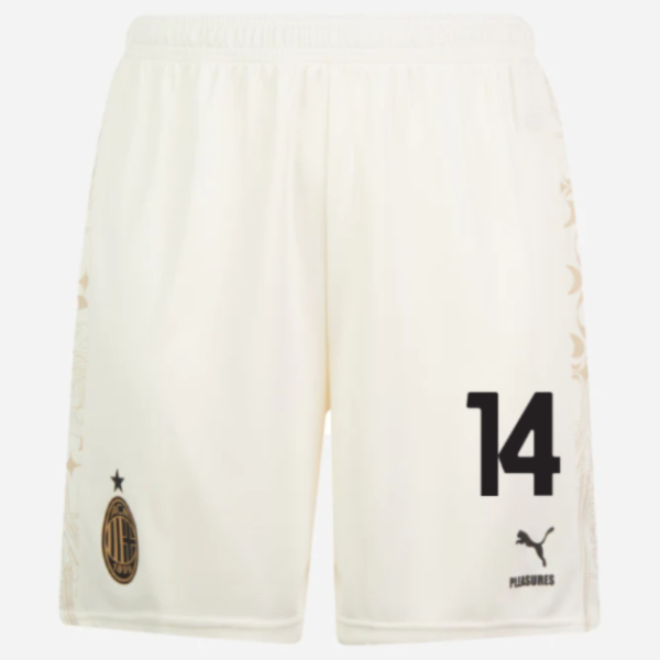 shorts ac milan x pleasures 202324 – light version white – 14 tijjani reijnders Collection – Official AC Milan Kits Collection - Official AC Milan Kits