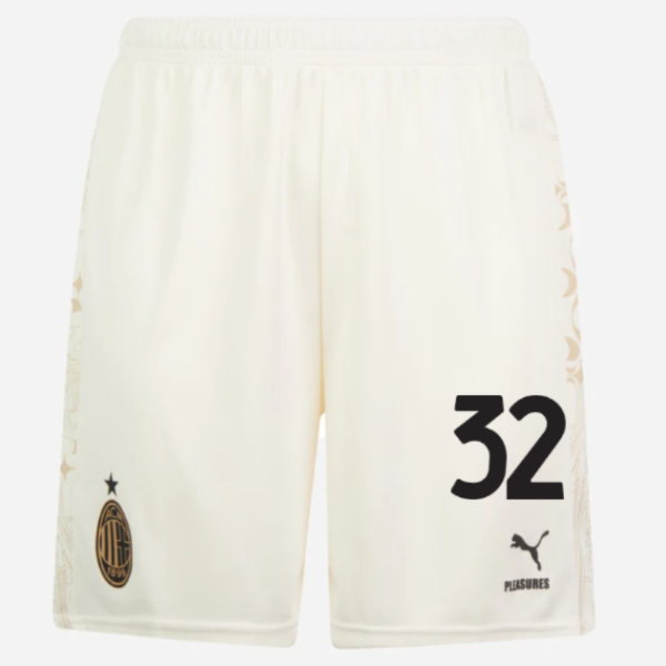 shorts ac milan x pleasures 202324 – light version white – 32 tommaso pobega Collection – Official AC Milan Kits Collection - Official AC Milan Kits