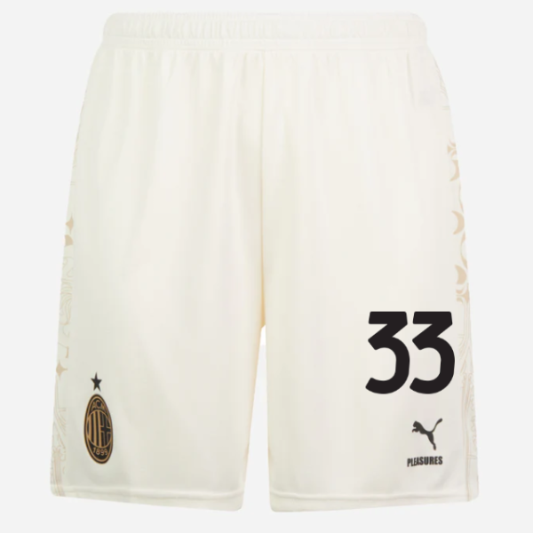 shorts ac milan x pleasures 202324 – light version white – 33 davide bartesaghi Collection – Official AC Milan Kits Collection - Official AC Milan Kits