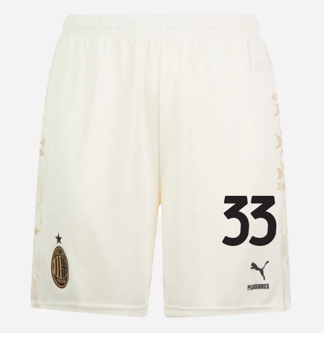 shorts ac milan x pleasures 202324 – light version white – 33 davide bartesaghi Collection – Official AC Milan Kits Collection - Official AC Milan Kits